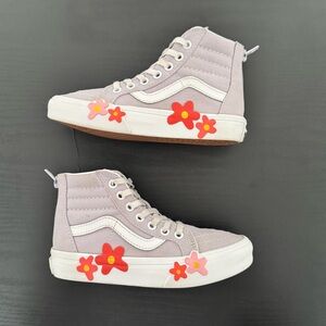 Kids Vans Sk8 Hi Zip Flower Sneakers Size 13